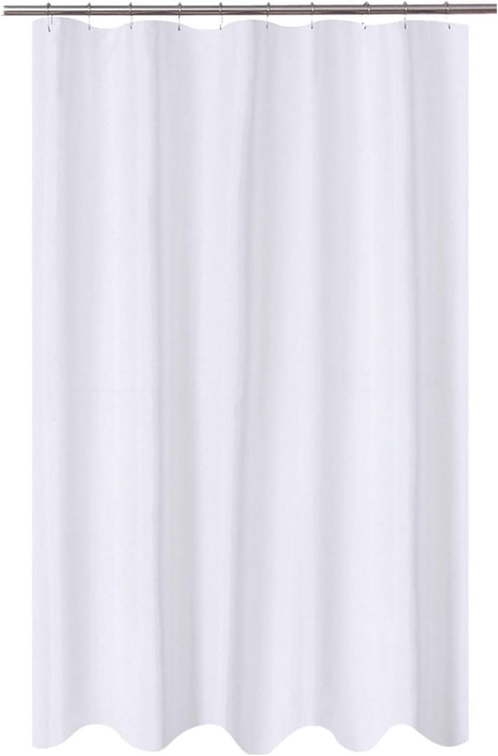 N&Y HOME Fabric Shower Curtain Liner Longer Stall Size 54 x 75 inches, Hotel Quality, Washable, White Bathroom Curtains with Grommets, 54x75