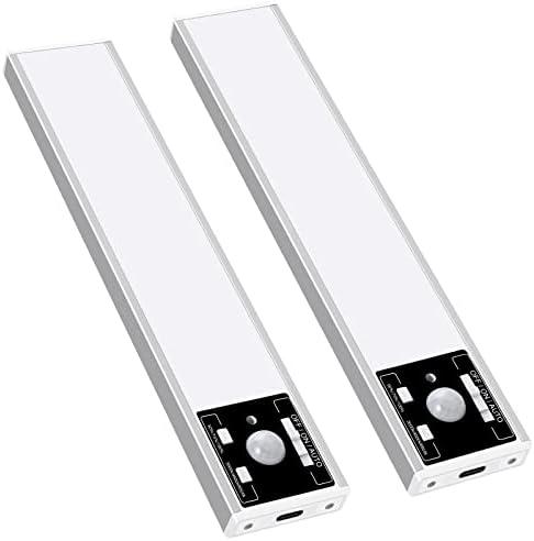 YQXZCHTAI Under Cabinet Lighting,Indoor LED Motion Sensing Lights, 1800mAh USB Rechargeable Closet Lights, Battery Powered, Kitchen and Staircase Magnetic Wireless dimming Lights (2 Packs)