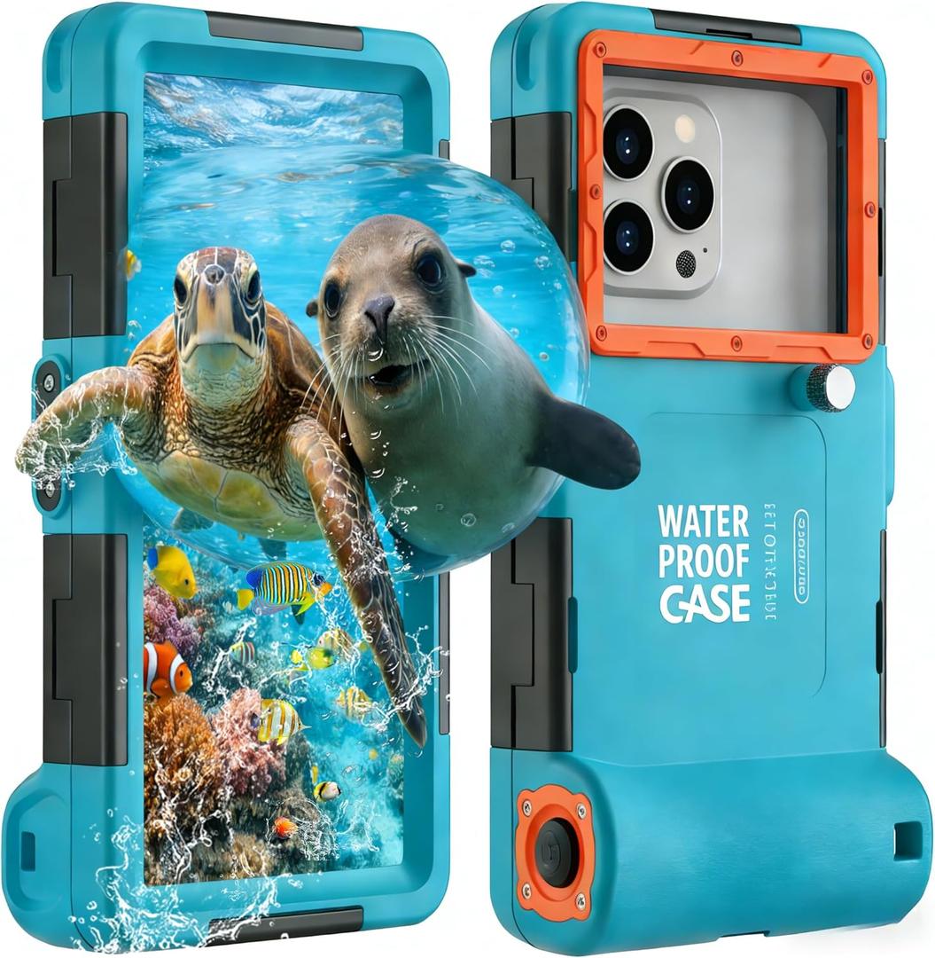 Upgrade Underwater Phone Case for Snorkeling, [50ft/15M] Deep Diving Waterproof Phone Case for iPhone 17-7 Pro/Pro Max/Plus/Mini, 16/17E, SE 2/3, Galaxy S10-S25 Plus/Ultra, A21-A56(Blue)