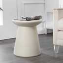 JONATHAN Y TBL1108D Hollie 18" Minimalist Modern Drum Indoor/Outdoor Accent Table Pedestal Contemporary, Mid-Century, Art Deco,Bohemian, Patio, Garden, Bathroom, Living Room, Cream Terrazzo Finish
