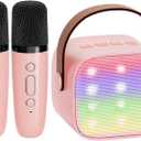 YLL Mini Karaoke Machine for Kids Adults, Portable Bluetooth Speaker with 2 Wireless Microphones, TOP Birthday Gifts Toys for Girls Ages 3, 4, 5, 6, 7, 8, 9,10,11,12+ Years Old Toddler (Lightpink) (P-ink 2 Mic)