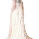 Chapel Length Simple Drop Wedding Bridal Veil with Metal Comb (White)
