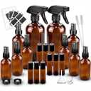 Glass Spray Bottle Kit10 (216oz, 24oz, 62oz), 910ml Roller Bottles, Anti UV, Multi Size and Versatile, Suitable for Aromatherapy, Facial Moisturizing, Watering, etc.(Amber)