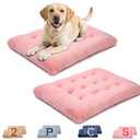 MOIRIG 2 Pack Washable Dog Bed, Deluxe Plush Dog Crate Beds with Anti-Slip, Comfy Kennel Pad Pet Sleeping Mat for Large, Medium and Small Dogs (2 Pack x Pink, 35.0" L x 23.0" W x 3.0" Th)