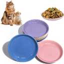 [8 Pack] Ceramic Cat Food Bowl, Colorful Cat Bowls Whisker-Friendly, 5.9" Shallow Wide Kitten Plates, Easy to Clean Indoor Feeding Dishes