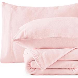 Love's cabin Fleece Queen Sheet Set - 4 Pcs Pink Super Soft Plush Polar Fleece Bed Sheets Set with 16" Deep Pocket,Cozy Warmth for Cold Season(1 Flat Sheet,1 Fitted Sheet,2 Pillow Cases)