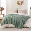 Bnuitland Sage Green Flannel Throw Twin Size Blanket (60X80 inches), 300 GSM Fleece Cozy Warm Soft Home Decor Lightweight Bed Blanket for Adults, Suitable for All Seasons.
