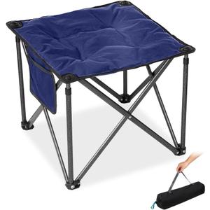 FUNDANGO Folding Camping Stool, 18.1 Inch Oversized Foot Stools 400 Lbs Heavy Duty Portable Padded Seat Anti-Slip Foots & Carry Bag for Fishing Outdoor Lawn Travel (Blue)