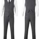 Retro Mens 3 Piece Suit Tweed Herringbone Slim Fit Suits Groomsmen Brown Tuxedos Set Prom Jacket Blazer Vest Pants for Men (Gray, XS)