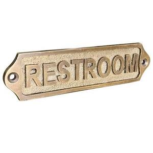 RESTROOM Vintage Door & Wall Plaque Sign | Classic Engraved Metal Bathroom Name Plate with Screws for Home Office Business Decor | 22 x 5 cm | RESTROOM