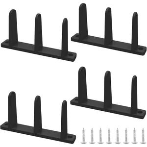 4 Pack Siding Closet Door Floor Guide-Closet Door Floor Guide Fit for 1-3/8" Thick Door, White Closet Door Guides for Floor with 8 Screws, Suitable for Cloakrooms, Bathrooms, and Kitchens (Black)