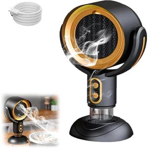 Smoke Fan for Smoking Indoors, Smoke Purifier Filters, Mini Anion Desktop Range Hood/Purifier, Portable Range Hood, Eliminate Any Odors in The Air(Gold,Charging)