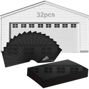 Glossy Magnetic Garage Door Windows,Garage Door Magnetic Decorative Hardware,Garage Magnets Decoration 4X6 inches-32pcs for 2 Garage Doors