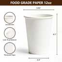 TashiBox 300 Count 12 oz Disposable Paper Coffee Cups - White Paper Cups for Party, Office, Cafes - Perfect for Cold and Hot Drinks