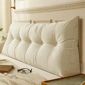 Large Cream White Headboard Pillow Triangular Twin Soft Wedge Pillow Positioning Support Reading Backrest Cushions for Day Bunk Backrest Support, Twin-39x20x8in