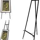 Iron Adjustable Arts & Crafts Easels,Metal Easel Stand with Chain Support for Mirror,58 Inch Floor Easels for Display Wedding Sign(Black)