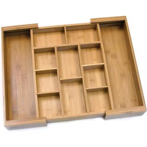 Lipper International 8882 Bamboo Wood Expandable to 18-3/4" Flatware Drawer Organizer with Removable Dividers