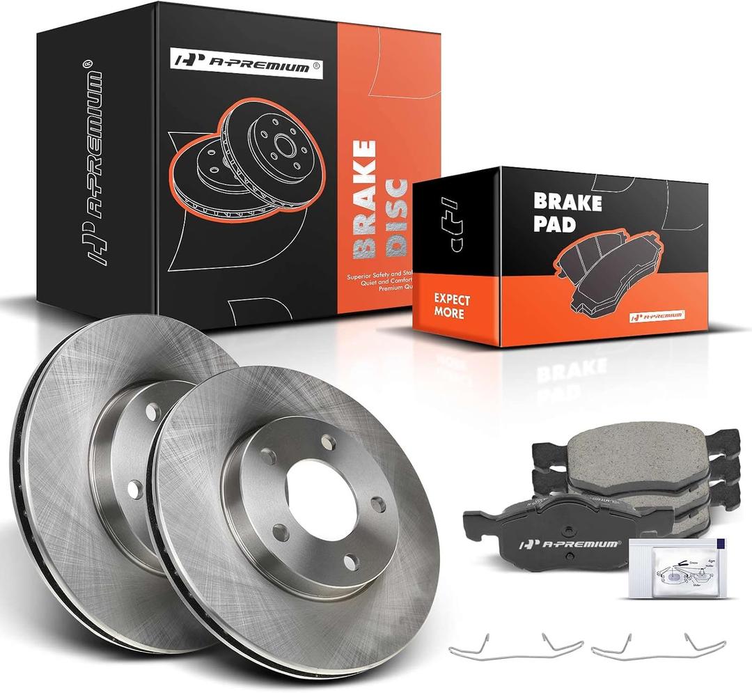 A-Premium 10.94 inch(278 mm) Front Vented Disc Brake Rotors + Ceramic Pads Kit Compatible with Select Ford, Mazda and Mercury Models - Escape 2001-2007, Tribute 2001-2006, Mariner 2005-2007, 6-PC Set