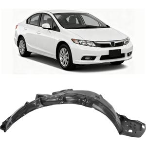 ALMULOO Front Fender Liner Inner Panel Compatible with 2012-2015 Honda Civic GX SE Replacement for HO1248143 HO1249143 74101TR0A50 74151TR0A50 Wheel Liner Splash Shields Guard