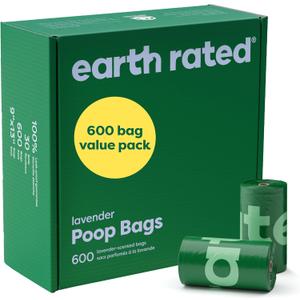 Earth Rated Dog Poop Bags Value Pack, Leak-Proof and Extra-Thick Pet Waste Bag for Big and Small Dogs, Refill Rolls, Lavender Scented, 600 Count