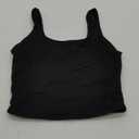REORIA Womens Sexy Square Neck Double Lined Seamless Sleeveless Cropped Tank Yoga Crop Basic Tops (Large, 02-black)