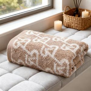 Luxury Pure Cotton Bath Towels - 400 GSM Super Soft & Absorbent Striped Bath Towels, 55" L x 27" W, Lightweight, Fade Resistant, for Bathroom, Spa, Beach, Gifts-Brown