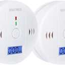 2 Packs Carbon Monoxide Detectors Carbon Monoxide Alarm CO Alarm Detector Monitor with LED Digital Display Battery Operated