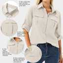 Women's UPF 50 Long Sleeve Sun Protection Shirts Safari Fishing Hiking (L)