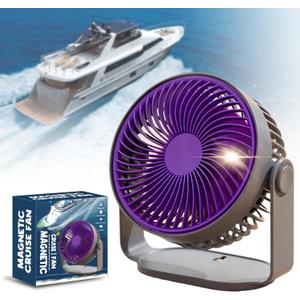 Magnetic Cruise Ship Approved Fan with Portable Design, 3000mAh Rechargeable Battery Fan with 4 Speeds, LED Light, Magnetically Sticks on Cabin Ceilings and Walls, Ship Approved Cabin Air Circulator