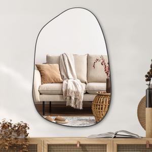 PERFNIQUE Irregular Wall Mirror Asymmetrical Mirror, 40''x26'' Black Mirror for Bathroom Bedroom Living Room Entryway, Decorative Modern Wall Decor, Wall Mounted Mirror (Black, 40" x 26")