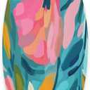 Vibrant Abstract Florals in Pink and Blue Throw Pillow ( 18X18 )