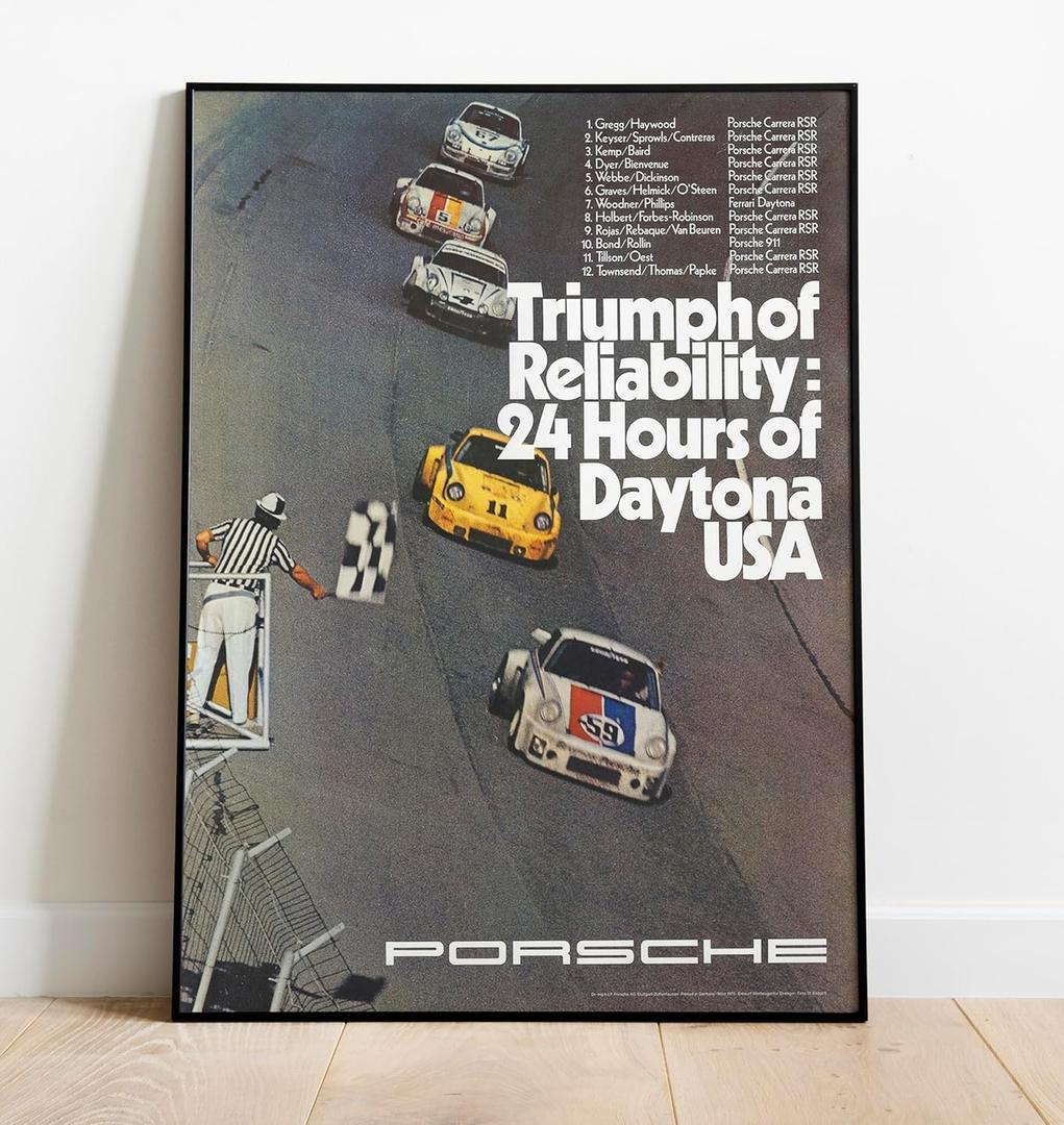 Historic Pictoric Porsche Race 1975 - Vintage USA Poster Print (11in x 14in)