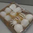 Christmas Ornaments Set of 12, 3.15" Flocked Velvet Balls with Hand Painted Designs, White Elegant Christmas Tree Decorations in Gift Box