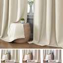 H.VERSAILTEX Farmhouse Boho Curtains for Living Room, Grommet Curtains 84 Inch Length, 90% Blackout Curtain for Bedroom Thermal Insulated, Burlap Textured 2 Panels, W52 x L84in, Heather Sand