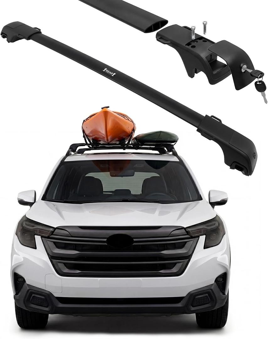 Dual-Bolt Reinforced Roof Rack for Subaru Forester w/Raised Side Rail, 330 lbs Lockable Cross Bars for Cargo, Kayak, Bike & Travel, Custom Fit, Low Noise Design, Fits 2009-2026 Models