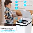 jinligogo 3Pack Bathroom Small Trash Can with Lid, 2.6 Gallon Touchless Automatic Garbage Can Slim Waterproof Motion Sensor Smart Trash Bin for Bedroom, Office, Living Room-White