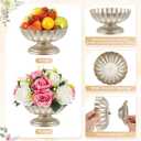 2 Pcs Metal Compote Bowl for Centerpiece Flower Holder Small Compote Vase Decorative Indoor Outdoor Flowers Fruits Plant for Valentine's Day Wedding Home Party Decoration (Silver)
