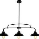 PUZHI HOME Black Pendant Lighting Fixture, 3-Lights Modern Farmhouse Chandelier with Metal Island Lights for Kitchen for Dining Room Hallway Pool Table