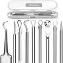 5PCS Blackhead Remover Comedone Extractor, Curved Blackhead Tweezers Kit, Professional Stainless Pimple Acne Blemish Removal Tools Kit