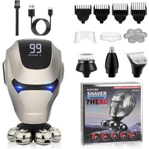 Waterproof Electric Razor for Bald Men - Skull Shaver with Cordless Rechargeable Trimmer, Back Shaver & Face Shaving Kit | Men's Electric Shavers for Head, Face, Beard