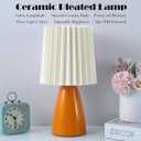 Cute Stylish Small Night Lamp, Pleated Fabric Lampshade, Ceramic Body, Adjustable Light Color and Brightness with Power-Off Memory, Safe USB Powered, LED Bedside Light (Orange)