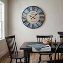 Large Rustic Blue Farmhouse Wall Clock for Living Room (30 Inch)