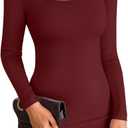 VICHYIE Women Square Neck Ribbed Bodycon Tight Dress Long Sleeve Mid Thigh Pencil Above Knee Dresses (Small, Wine Red)