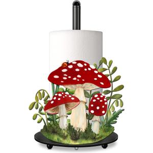 Hexagram Mushroom Decor Gifts Mushroom Kitchen Decor Rustic Home Bathroom Decor Farmhouse Paper Towel Holder Countertop Standing Cute Decorations Gifts for Christmas Housewarming