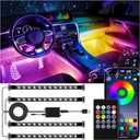 LivTee Interior Car LED Lights, Smart RGB Ambient Lighting with App & Remote Control, Music Sync & DIY Modes, 4-Line Separate Design LED Strip Lights, USB Powered, Car Accessories for Women