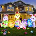 Shappy 7.2 ft Long Easter Inflatable Bunny Outdoor Decorations with Egg Chick Lighted Easter Bunny Blow up Yard Decorations, Built-in LED Lights for Outdoor Holiday Yard Garden Lawn Party