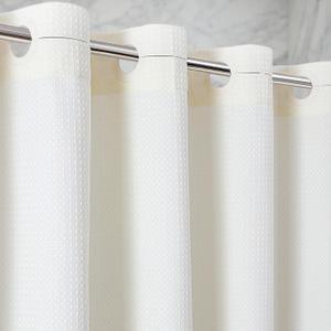 Waterproof No Hooks Waffle Shower Curtain, 260GSM Heavy Duty Fabric, with 10 Durable Split Grommets, Luxury Hotel Spa Style for Bathroom, Machine Washable, 74 x 72 Standard Size, Cream