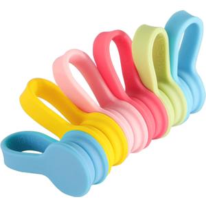 Viaky Magnetic Cable Ties [6-Pack], Reusable Silicone Cord Organizers & Cable Management, Heavy Duty Magnet Twist Wrap Straps for USB, Earphones, Appliance Cords - Macaron Multicolor