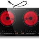 24 Inch 2 Burner Electric Cooktop, 110v 1800W Glass Ceramic Stove Top