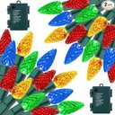 2 Pack 100LED C6 Christmas Lights Battery Operated, 16.4FT C6 Christmas Lights Battery Powered with Timer, 8 Modes, Waterproof for Outdoor Garden Patio Indoor Xmas Tree Bedroom Party, MultiColor